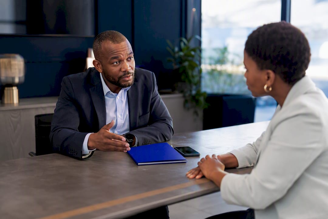 Accountant explaining financial update to client