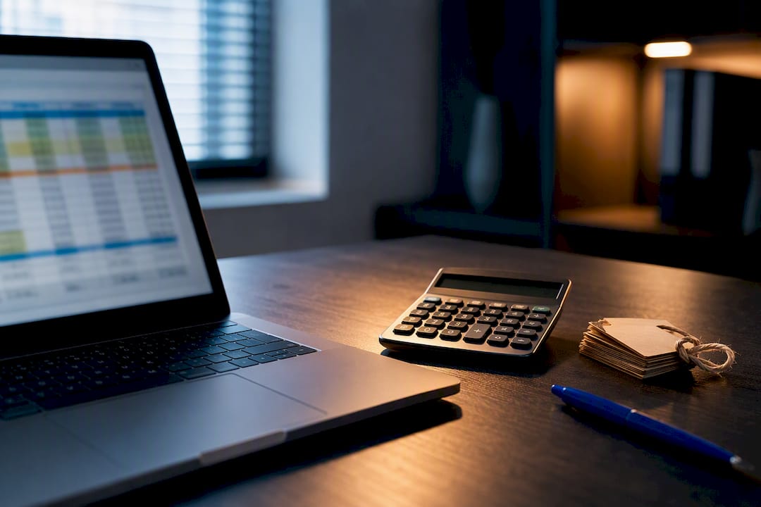 Gross profit spreadsheet review with calculator