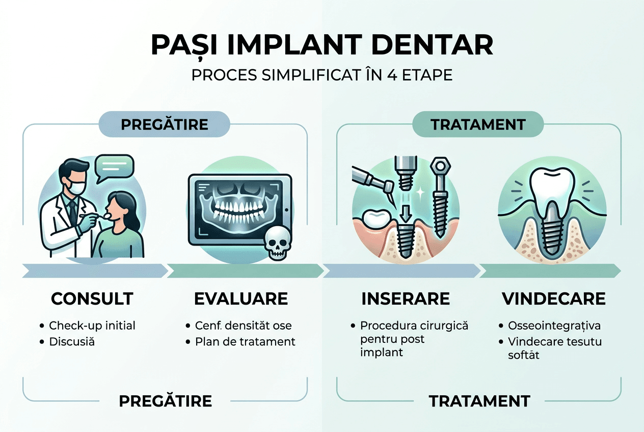 Infografic: etapele prin care treci când îți pui un implant dentar