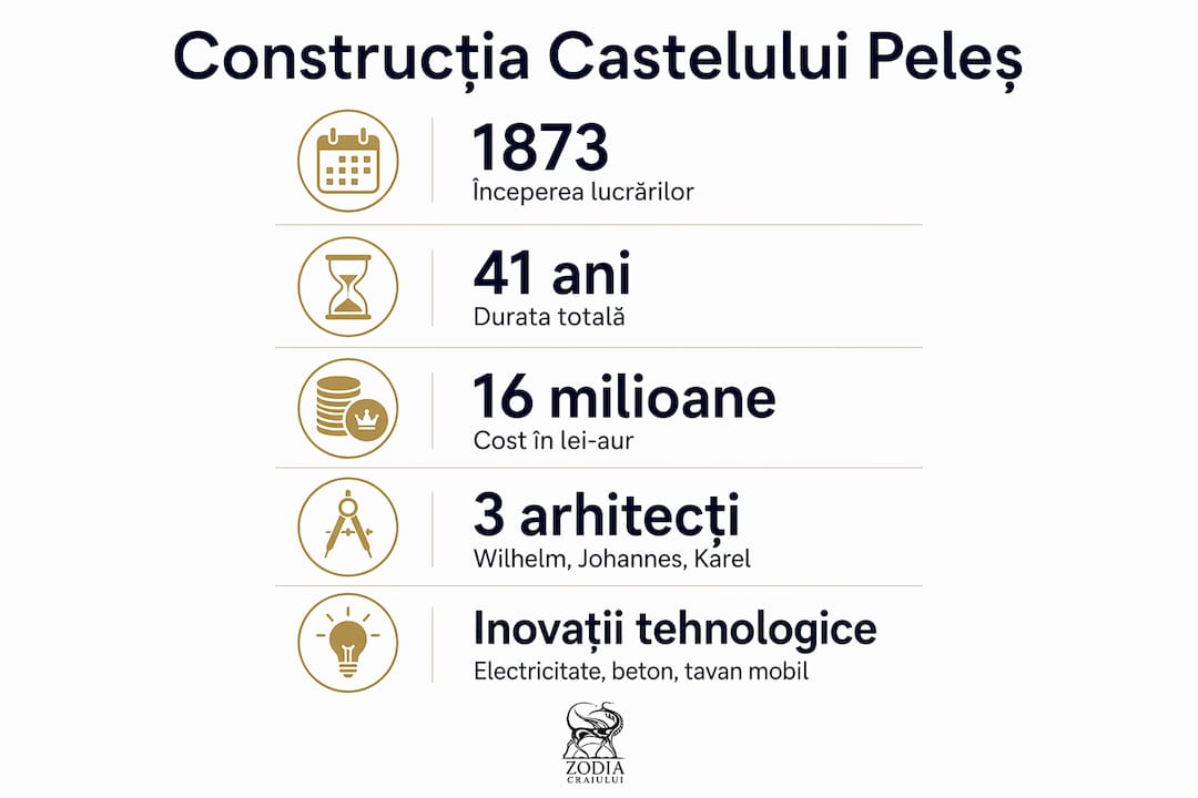 Infografic cu cele mai importante informații despre ridicarea Castelului Peleș
