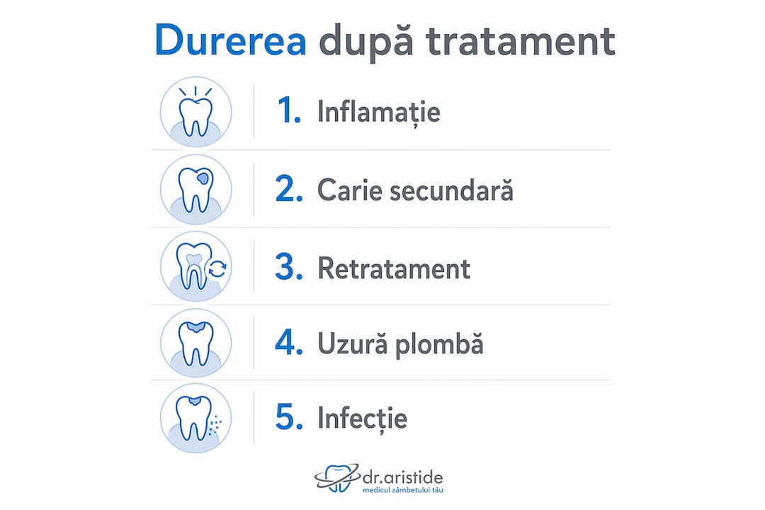 Infografic: De ce poate apărea durerea de dinți după tratament și ce poți face ca să scapi de ea
