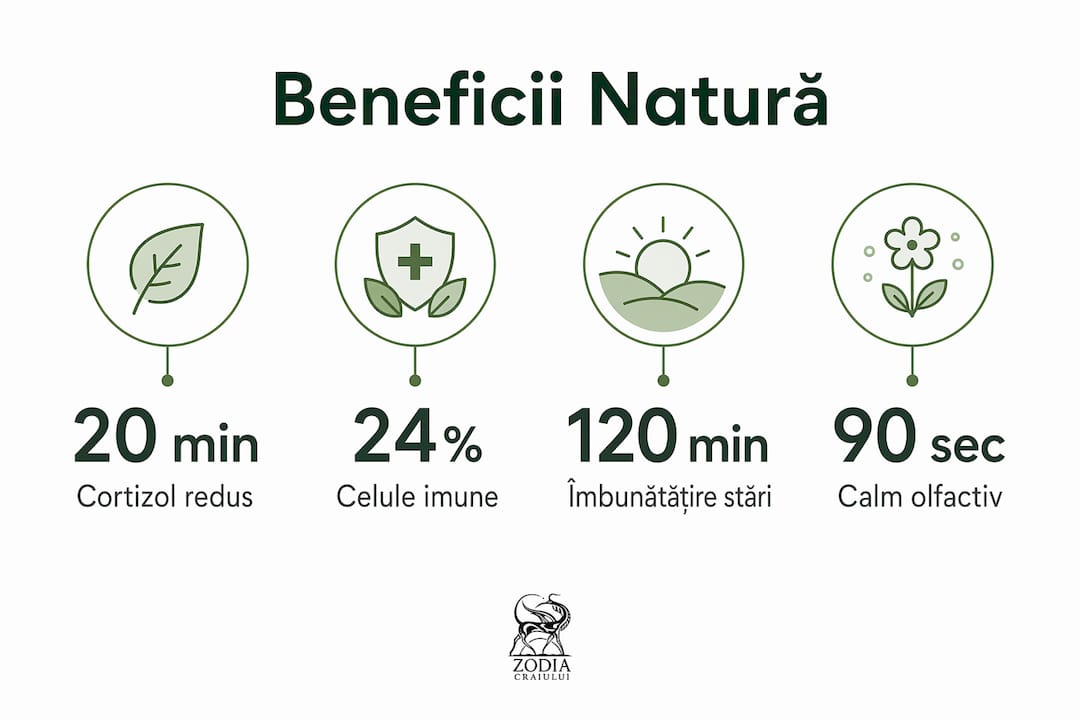 Infografic cu cele mai importante date despre cum ne ajută natura să ne relaxăm