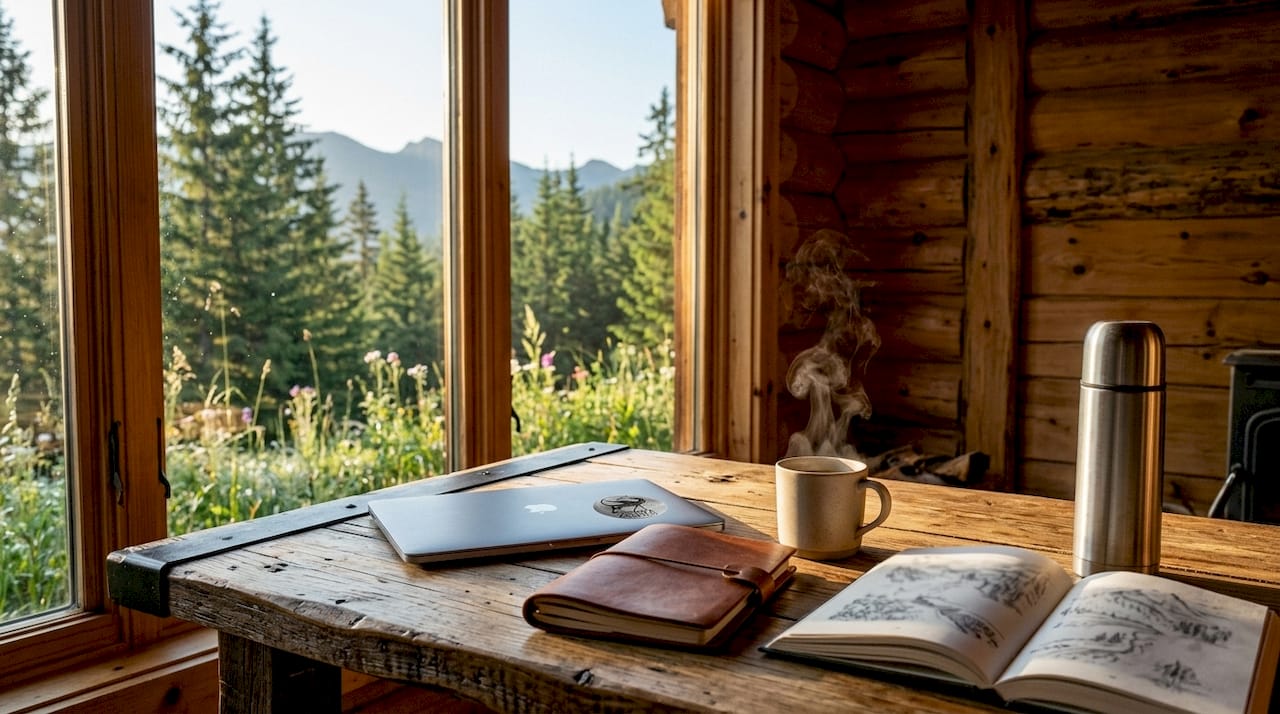 Un lounge elegant de munte, unde găsești atât echipament de drumeție de top, cât și cafea aromată, perfectă pentru o pauză între aventuri.