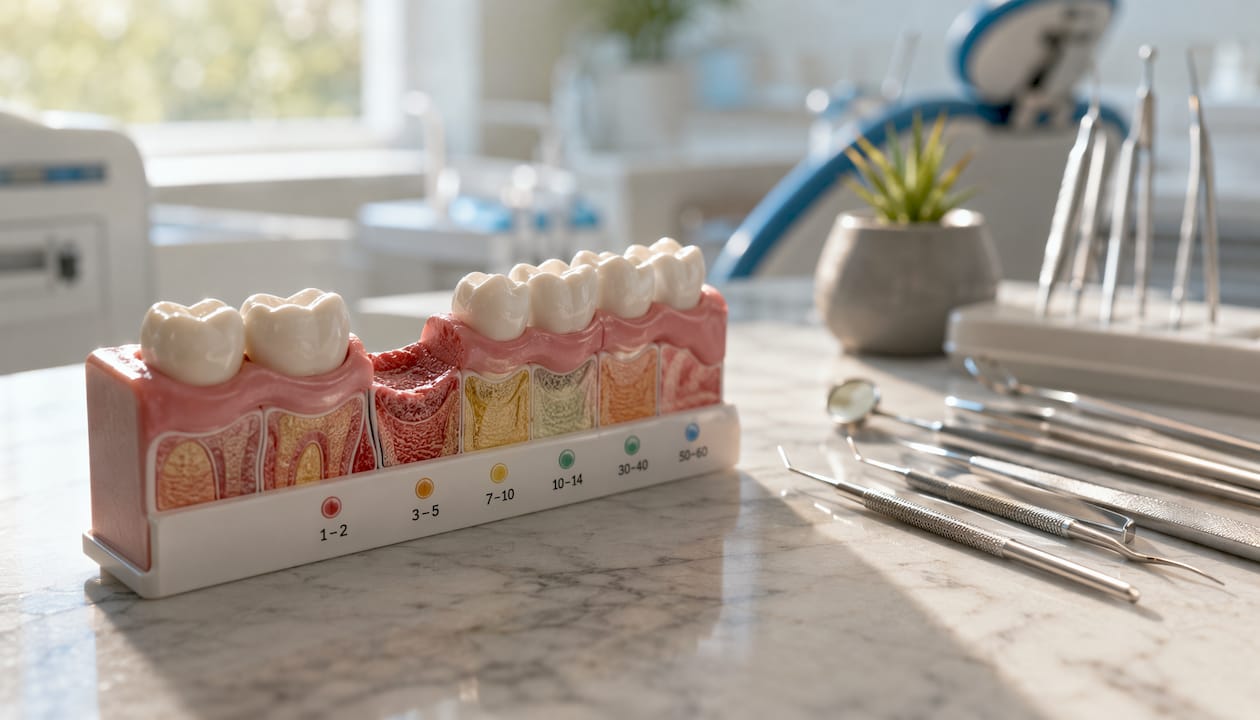 Model dentar care ilustrează etapele vindecării
