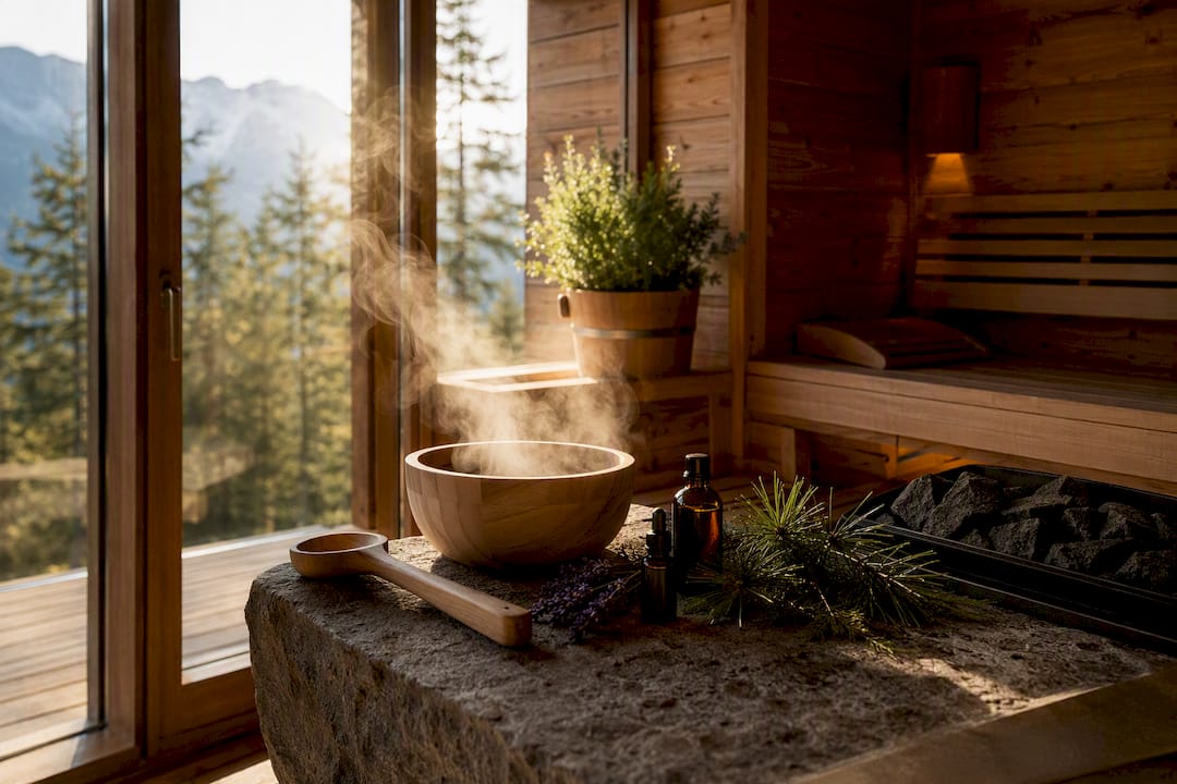 Saună spa alpină cu infuzie aromatică