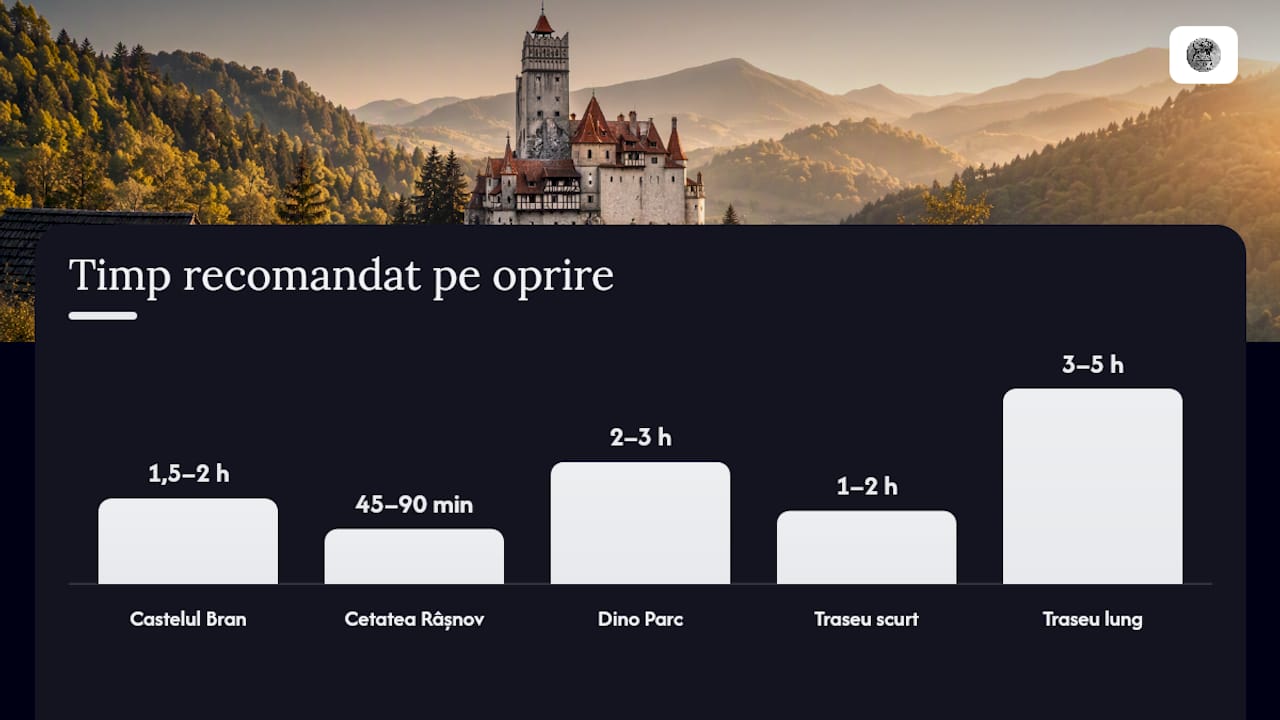 Diagramă cu timpul sugerat pentru opriri în itinerar