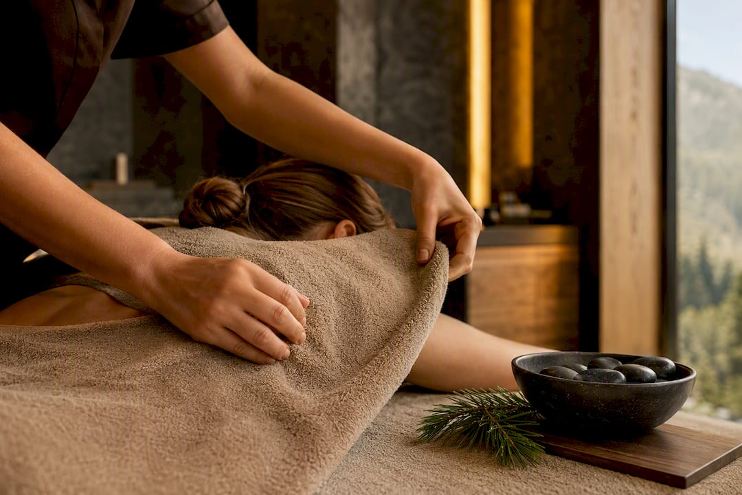 Tratament de masaj într-un spa montan