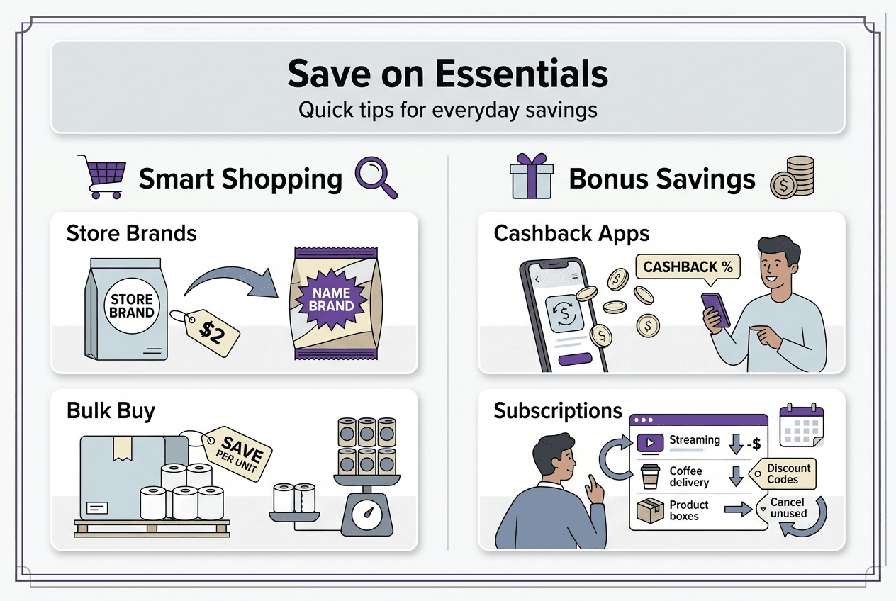 Infographic with tips to save on essentials