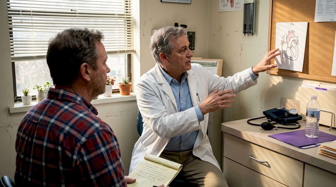 Doctor explaining omega-3 heart health to patient