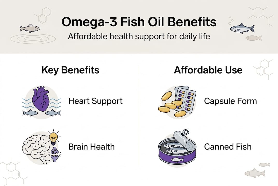 Infographic of omega-3 fish oil key benefits