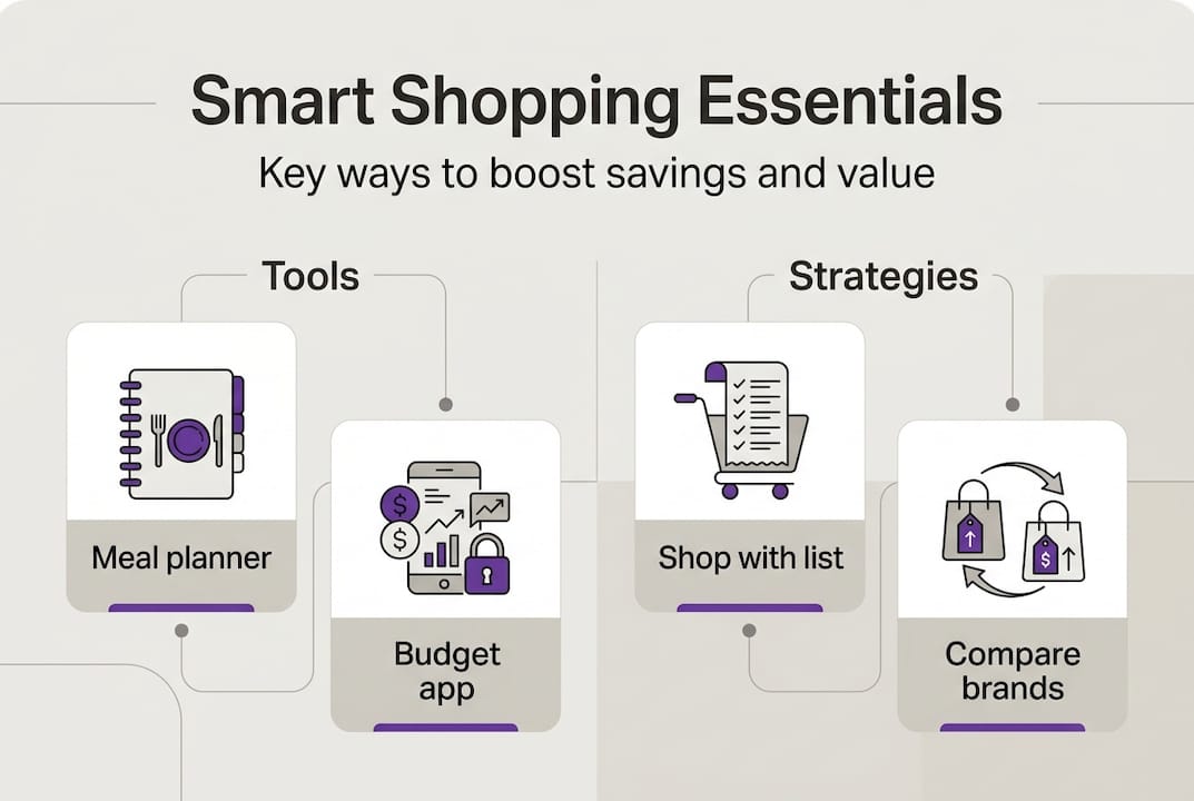 Infographic highlighting smart shopping tools and strategies