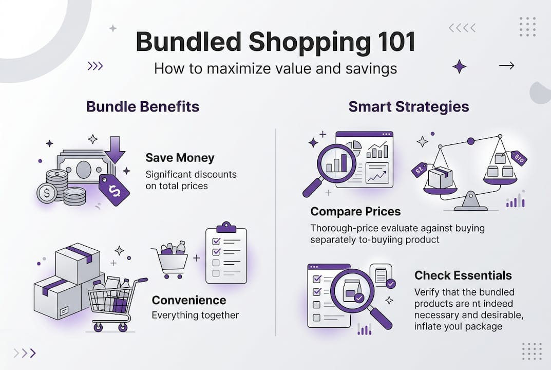 Infographic on bundled shopping basics and strategies