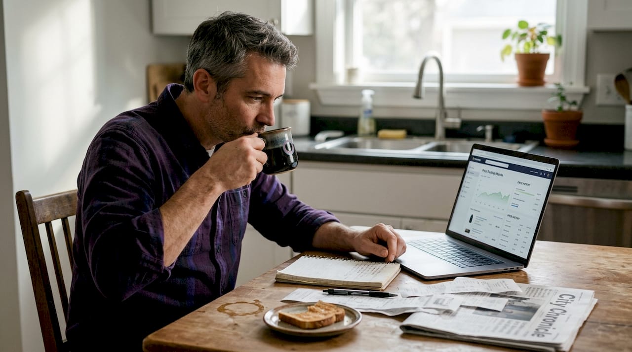 Man tracking prices for online purchases