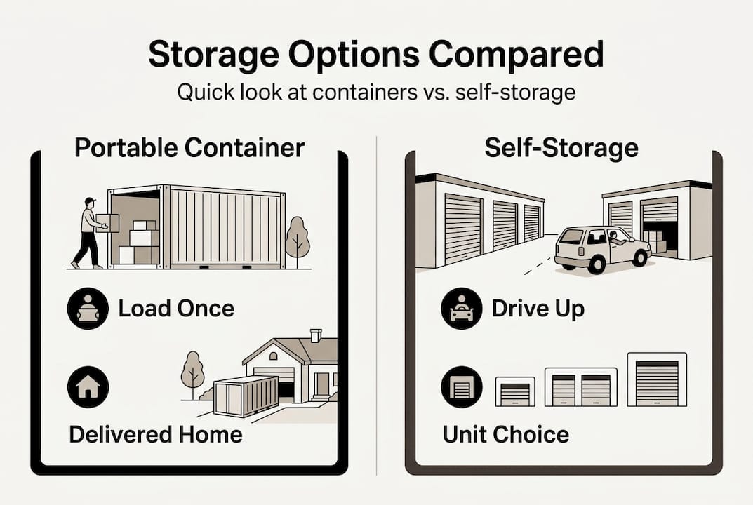 Infographic comparing container and self-storage options