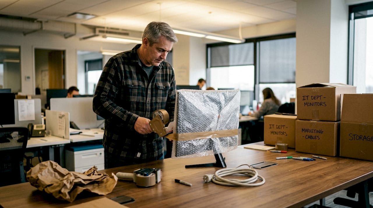 Employee packing equipment for commercial move