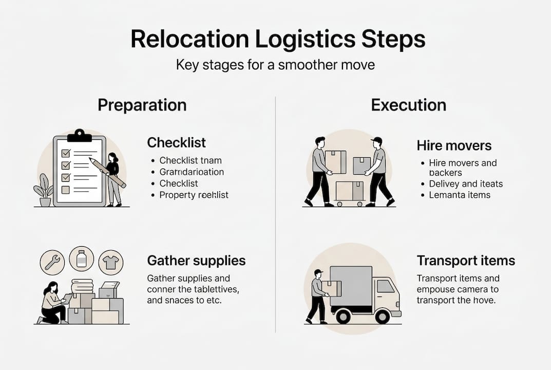 Infographic outlining key moving logistics steps