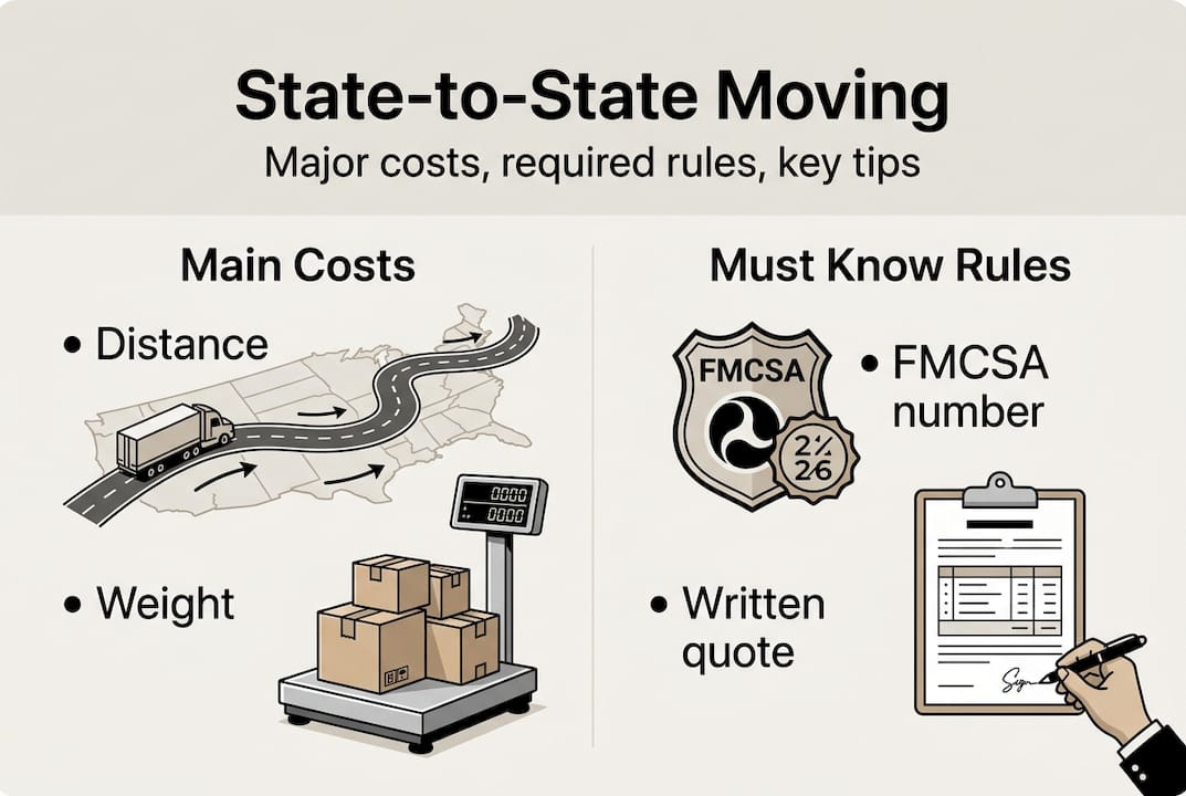Infographic of costs and rules for interstate moves