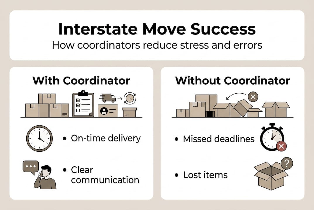 Infographic comparing move with and without coordinator