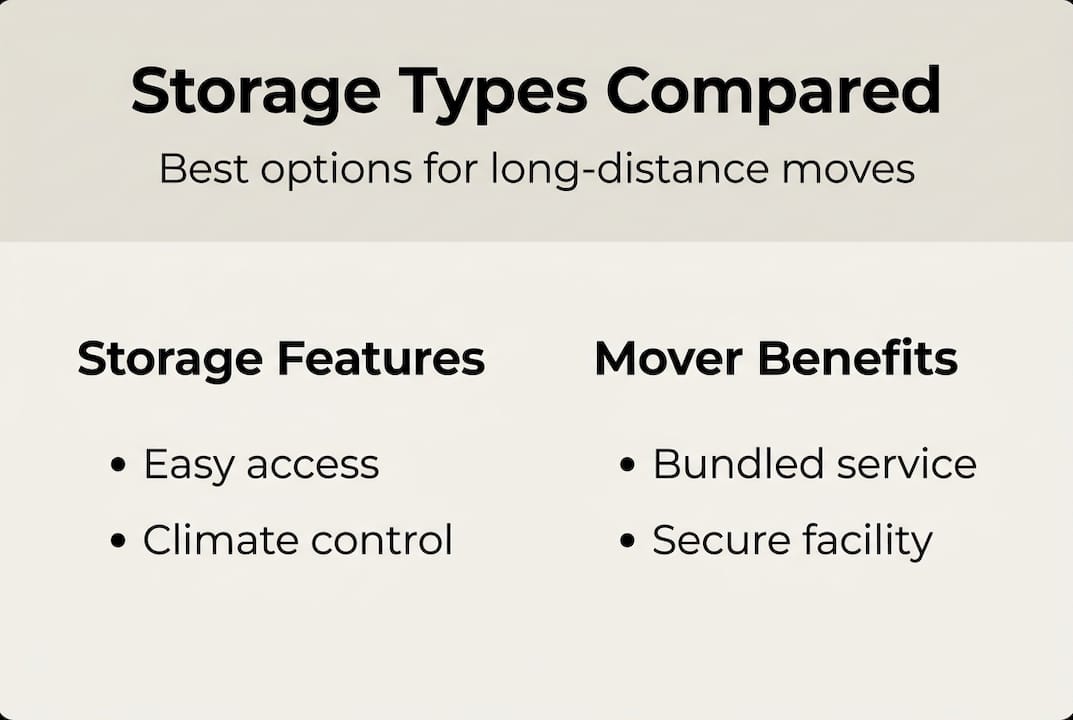 Infographic overview of storage types and benefits