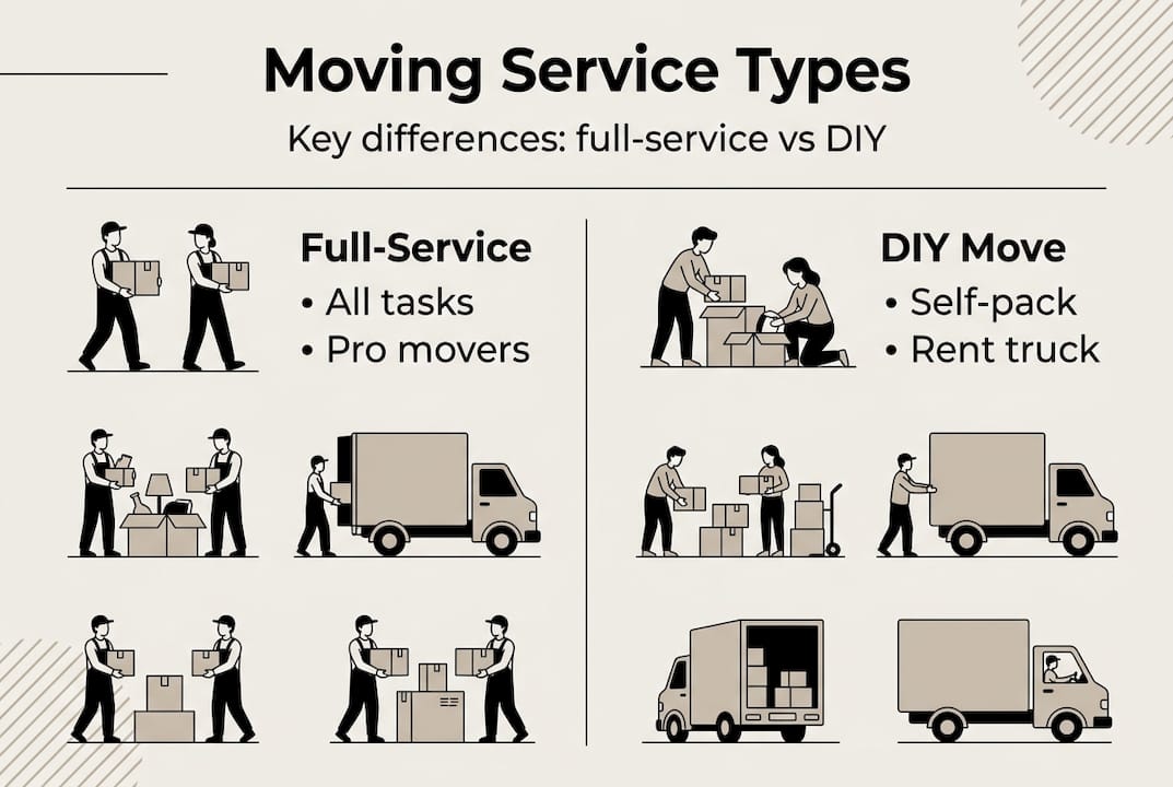 Infographic comparing moving service types