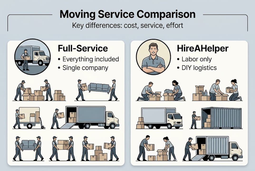 Infographic comparing full-service and labor-only moving