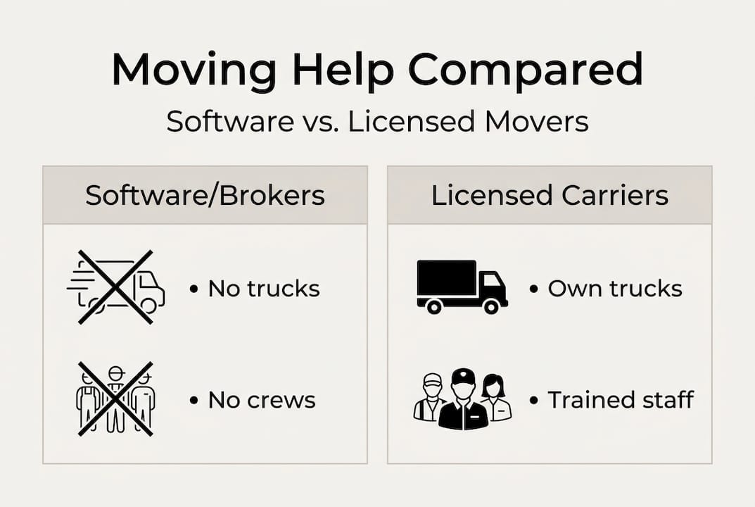 Infographic comparing moving software and real movers