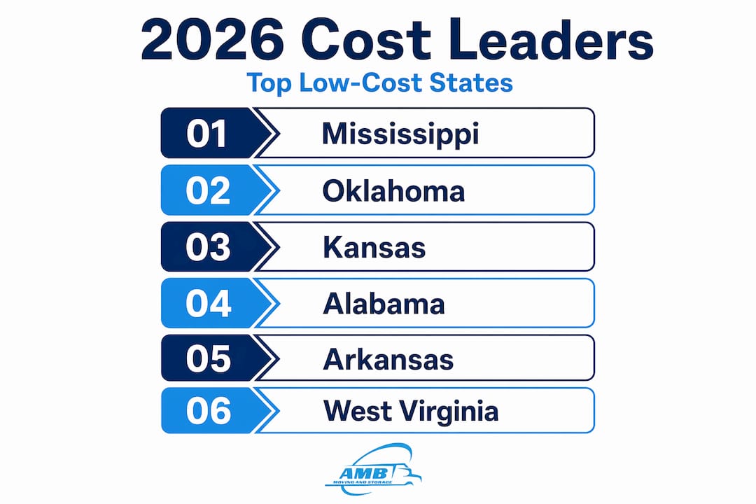 Hierarchy infographic of top low cost states