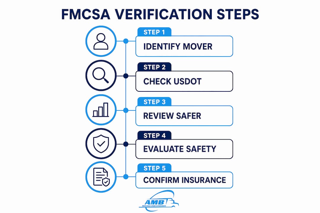 Infographic outlining FMCSA verification process steps