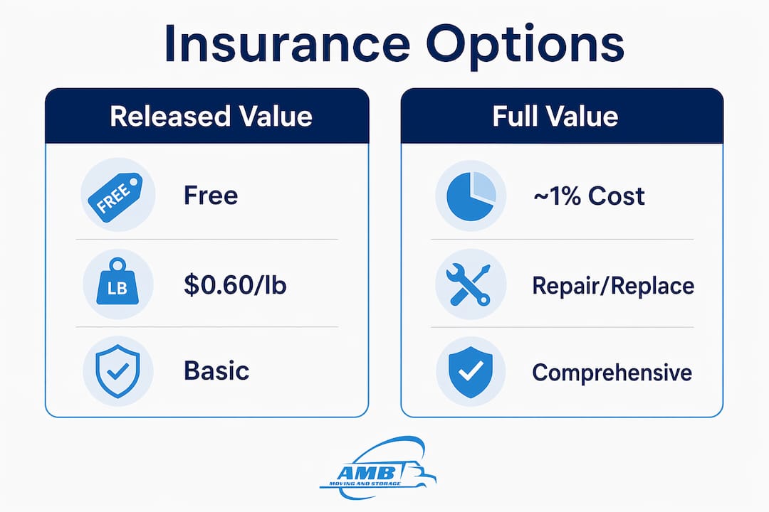 Infographic comparing Released Value and Full Value moving insurance