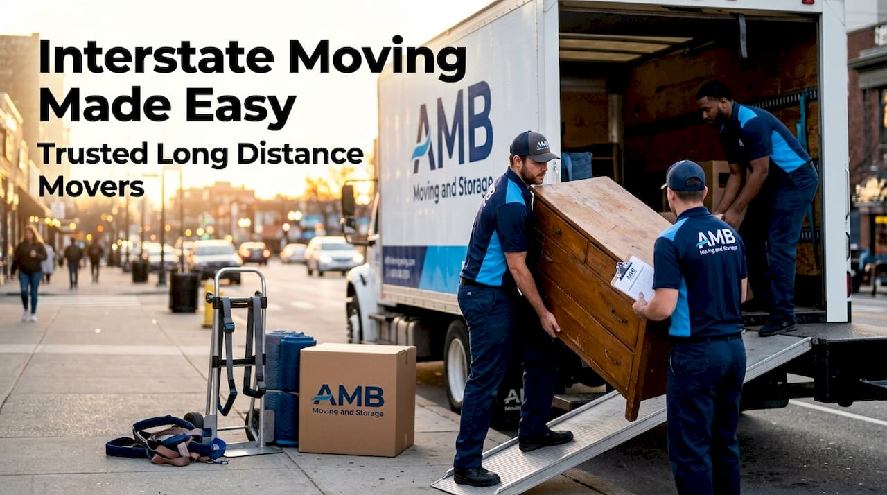 Movers loading furniture onto truck outside