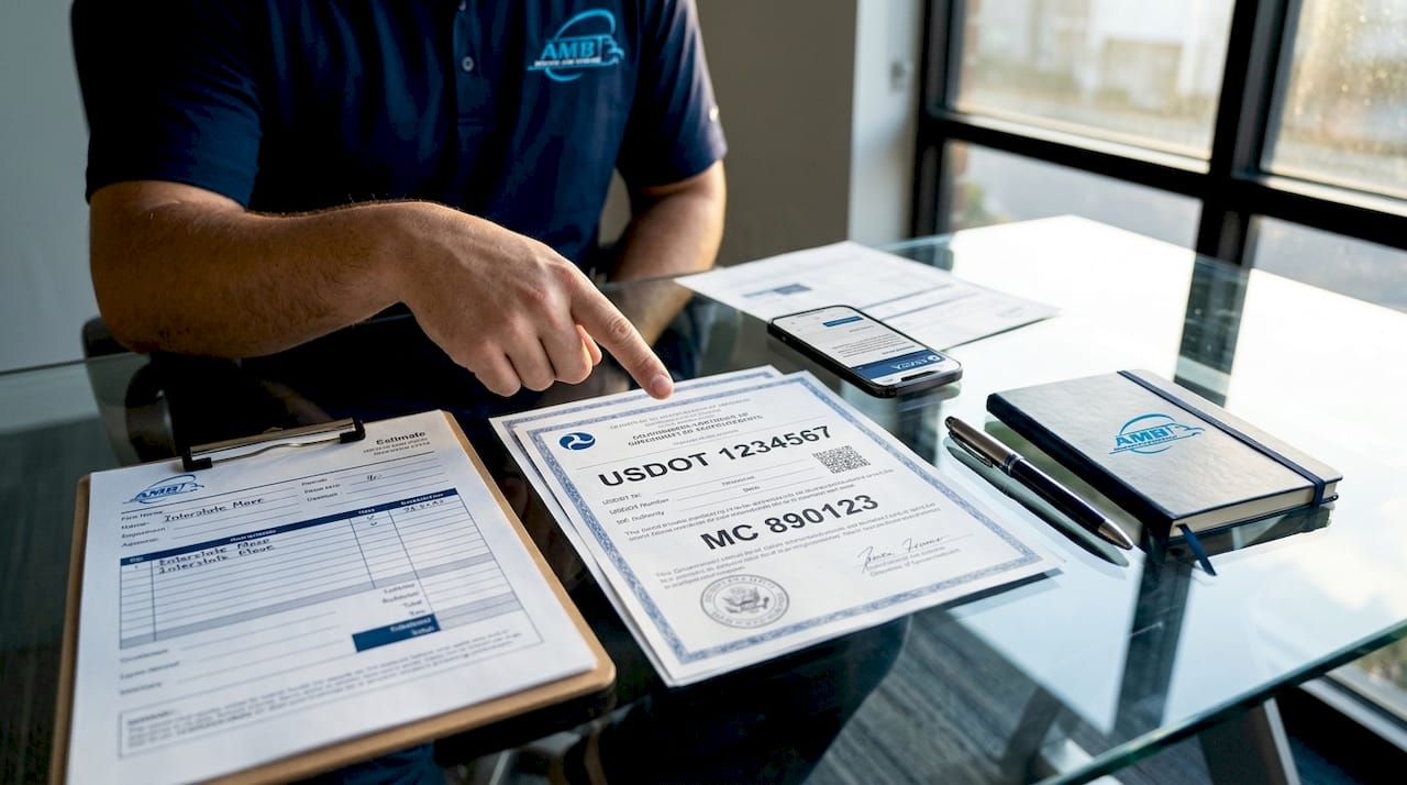 Mover showing USDOT registration document