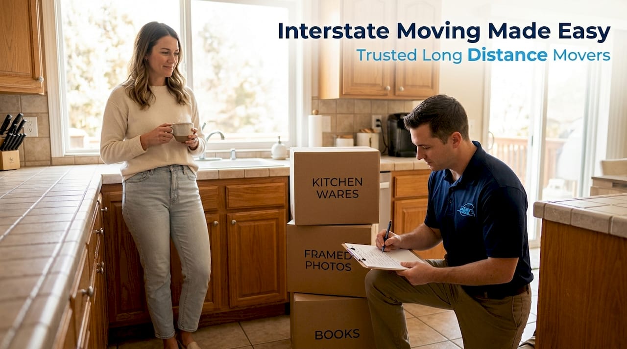 Moving consultant conducting home inventory survey