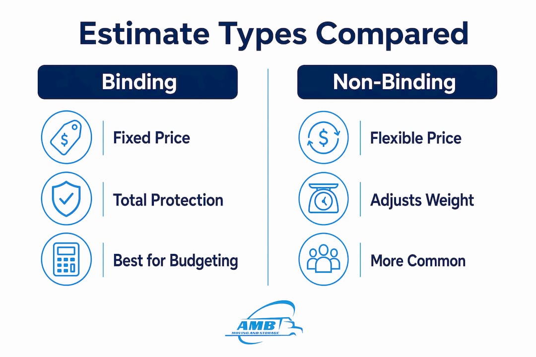 Infographic comparing binding and non-binding moving estimates