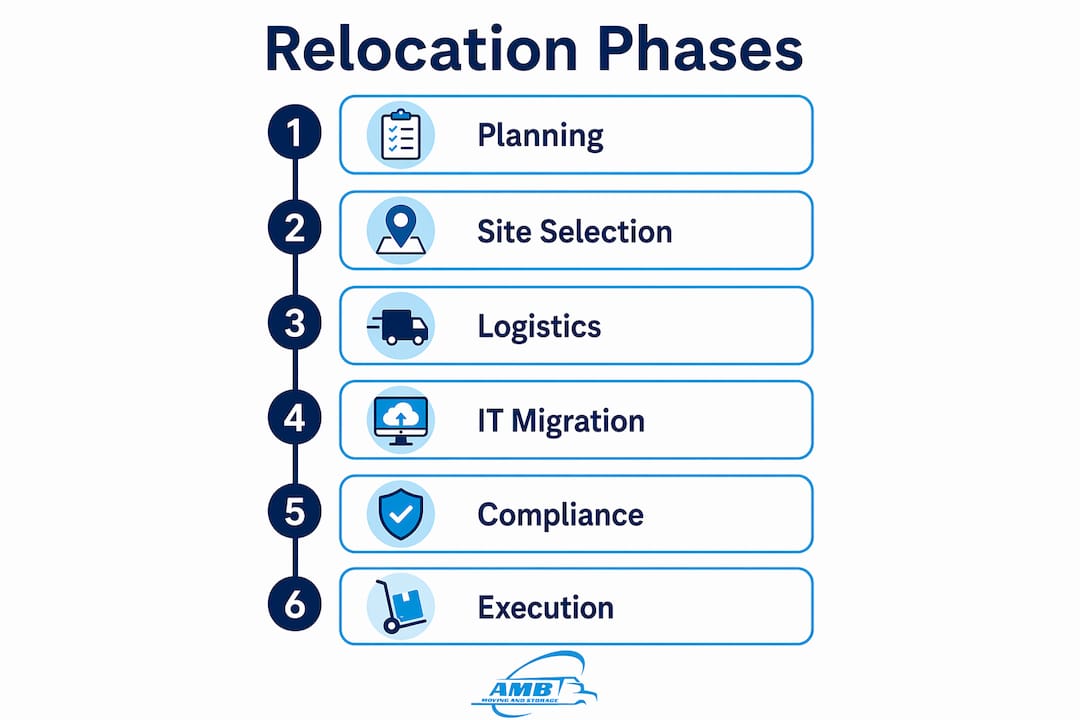 Infographic detailing business relocation phases