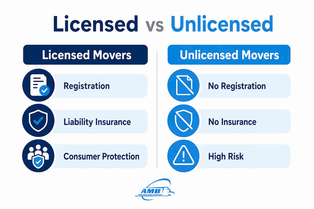 Infographic comparing licensed and unlicensed movers