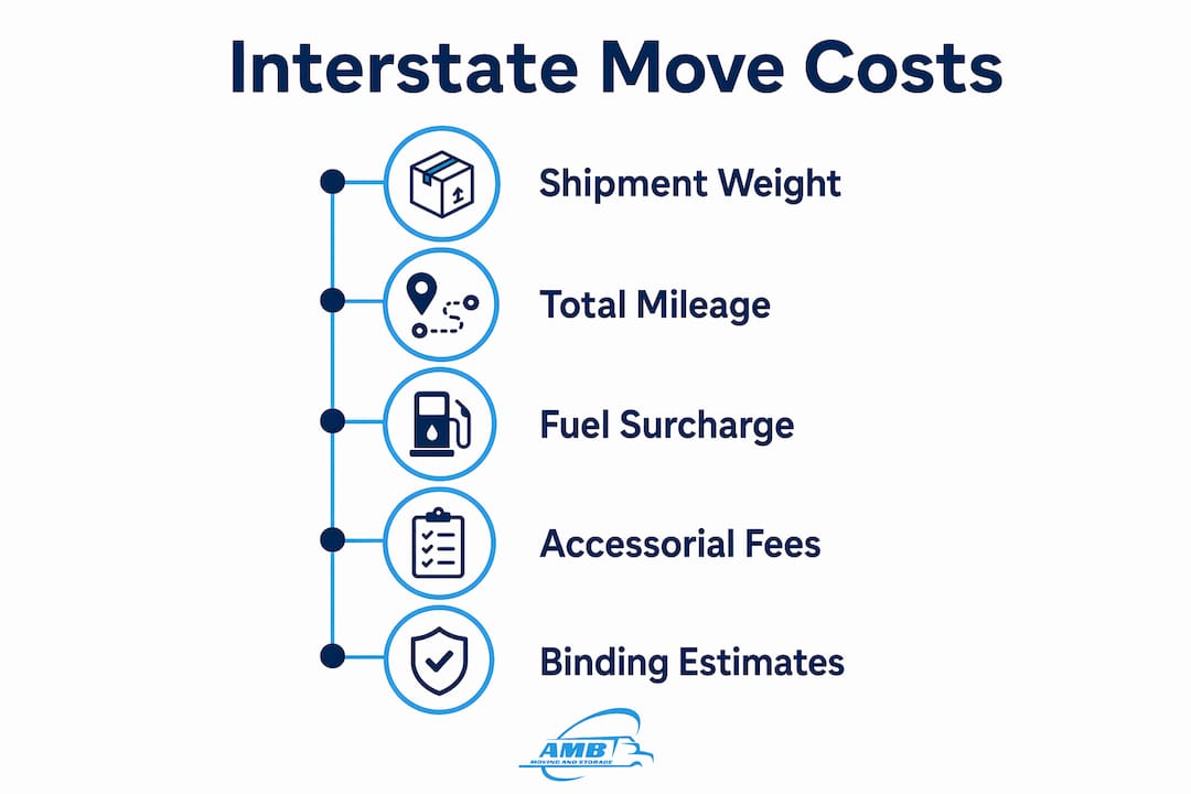 Infographic illustrating key cost factors for interstate moves