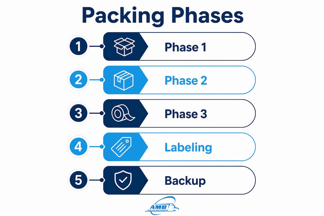 Infographic showing phases of office packing process