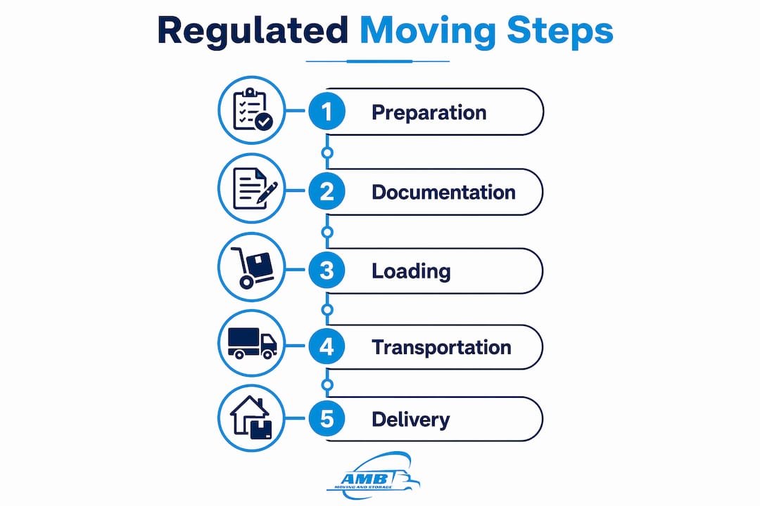 Infographic showing regulated moving process steps