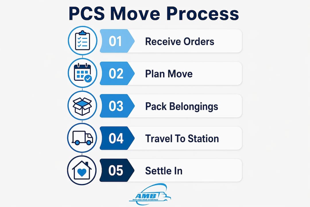Infographic showing steps of military PCS move process