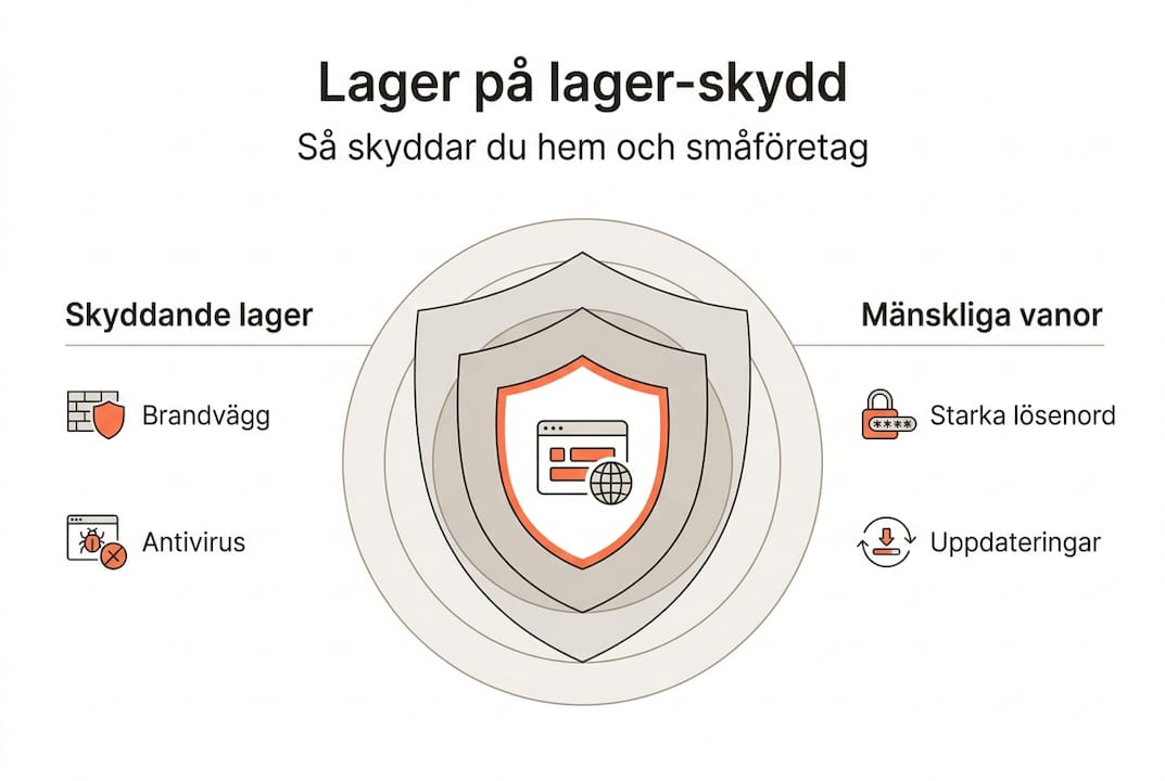 Illustration: Så bygger du ett säkert IT-skydd – steg för steg för företag i Göteborg