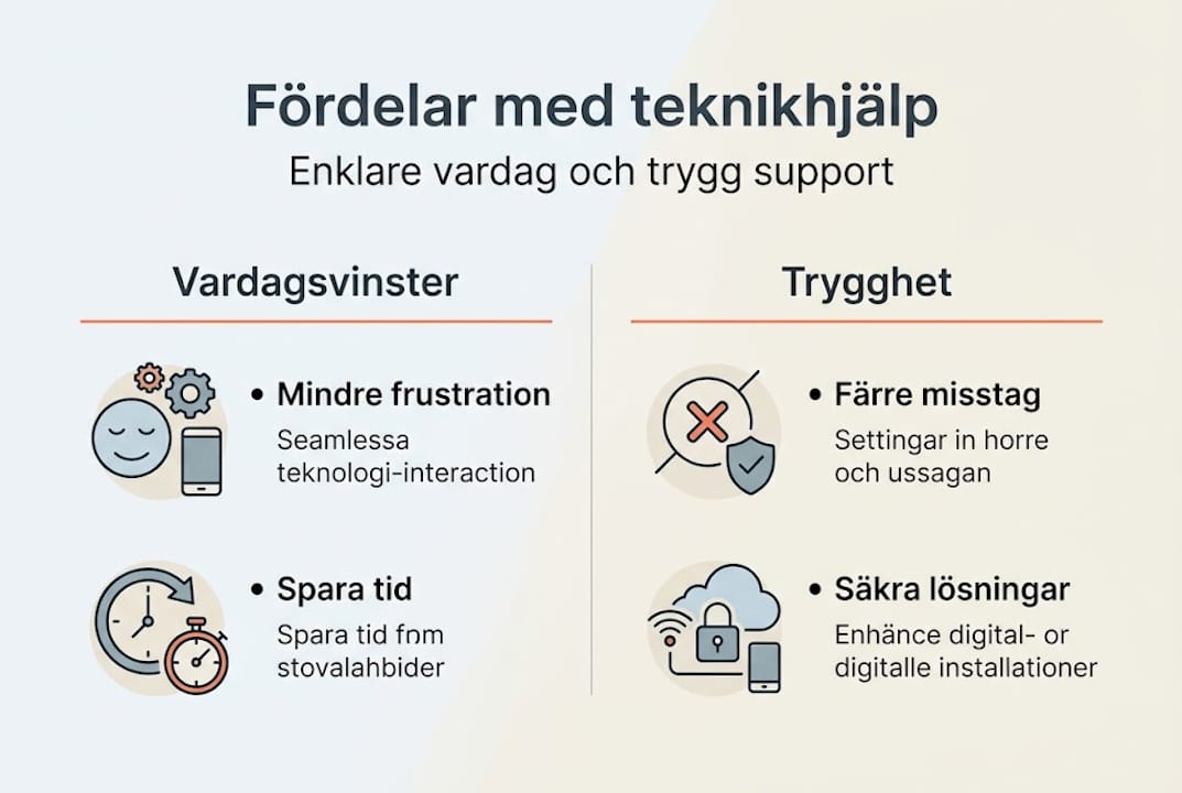 Illustration: Så kan teknikhjälp hemma göra vardagen enklare