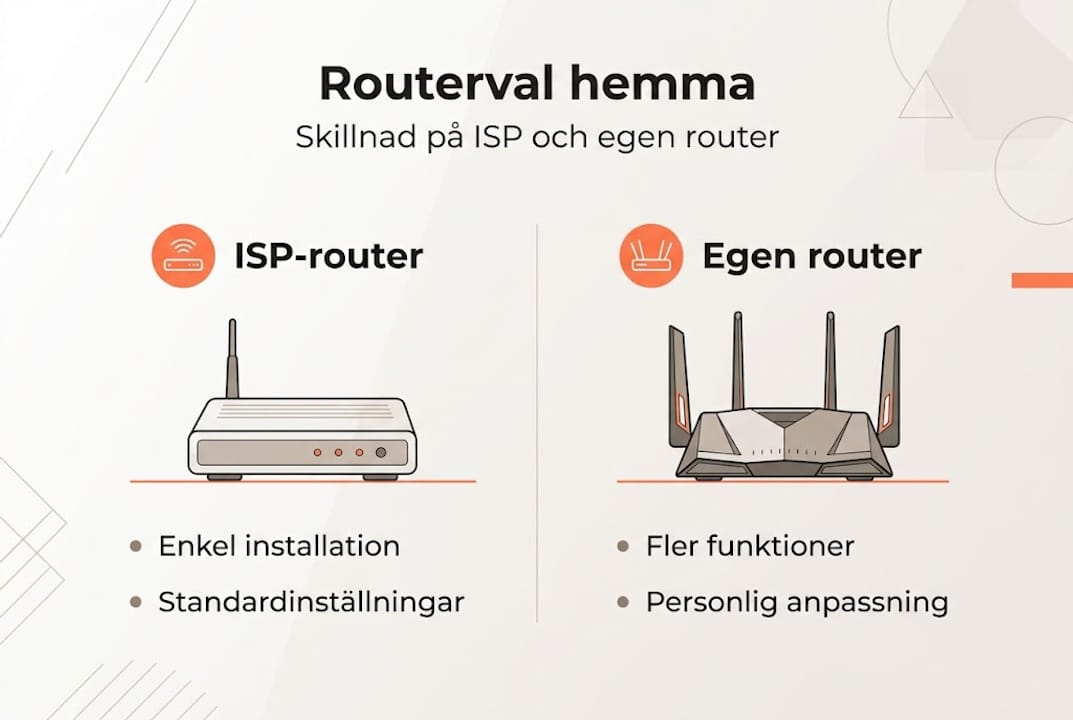 Grafiken ger en översikt över vad som skiljer olika typer av routrar åt.