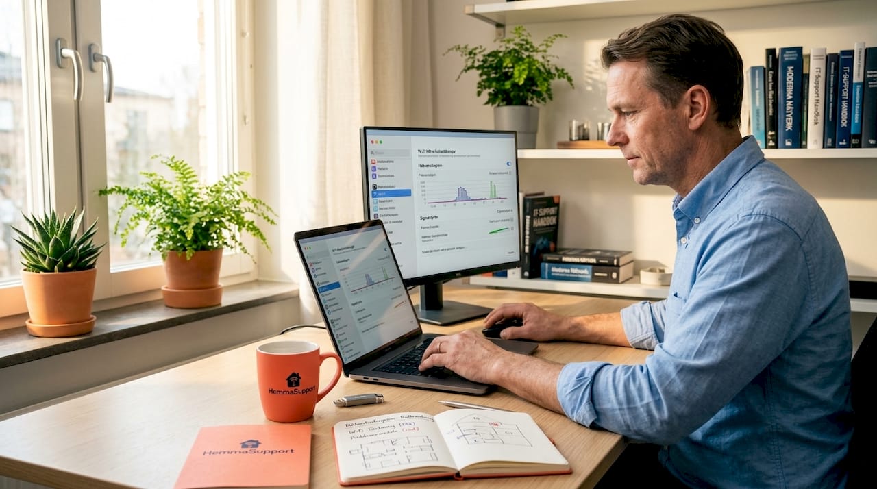 IT-chefen justerar inställningarna för wifi-frekvensen