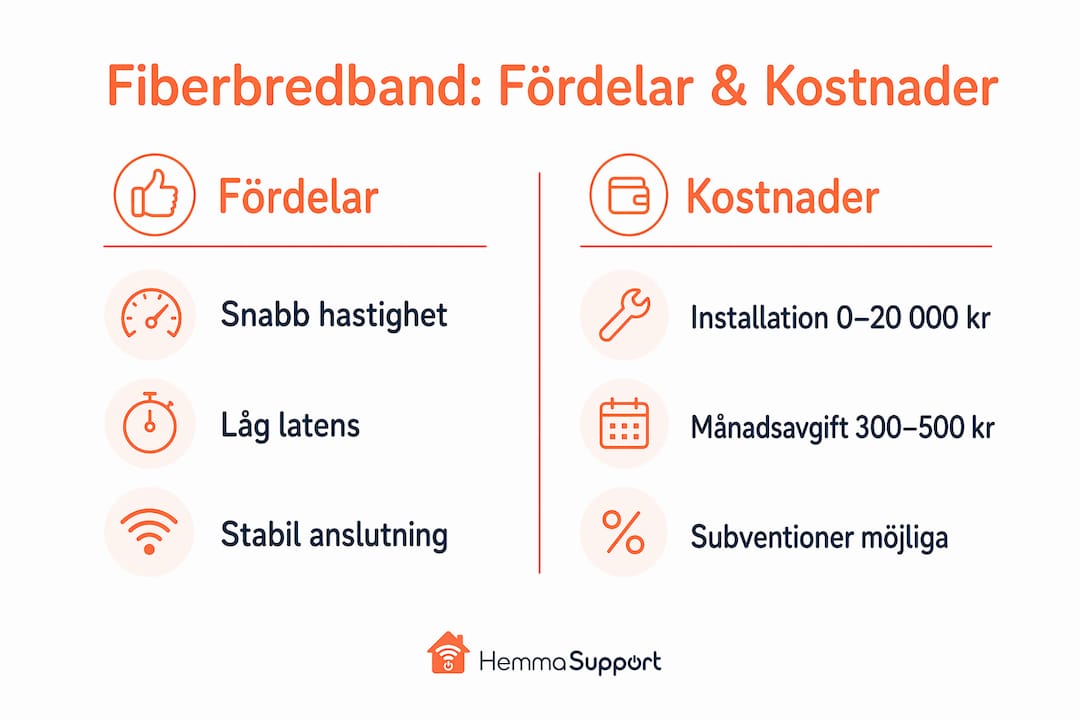 En tydlig infograf visar de största fördelarna med fiberbredband och vad det kostar att skaffa det.