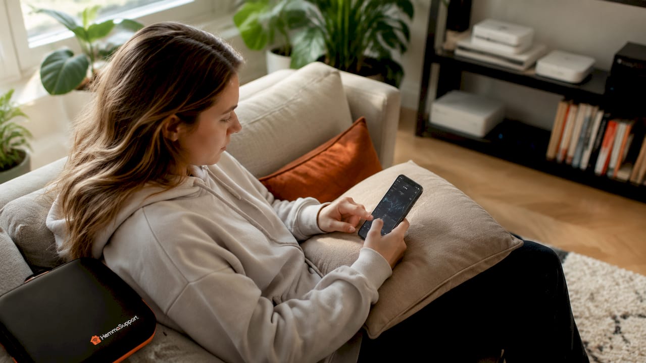 Smartphone med WiFi-app i fokus – fotograferad i hemmastudion