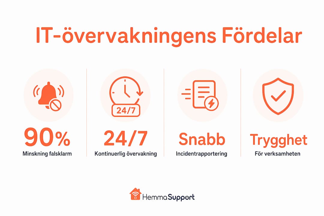 Grafisk översikt som lyfter fram de främsta fördelarna med att övervaka IT-system