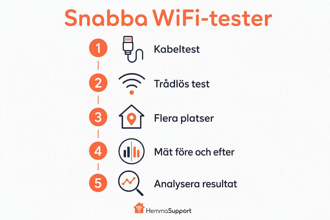 Infografik som visar steg-för-steg hur du gör ett hastighetstest av ditt wifi