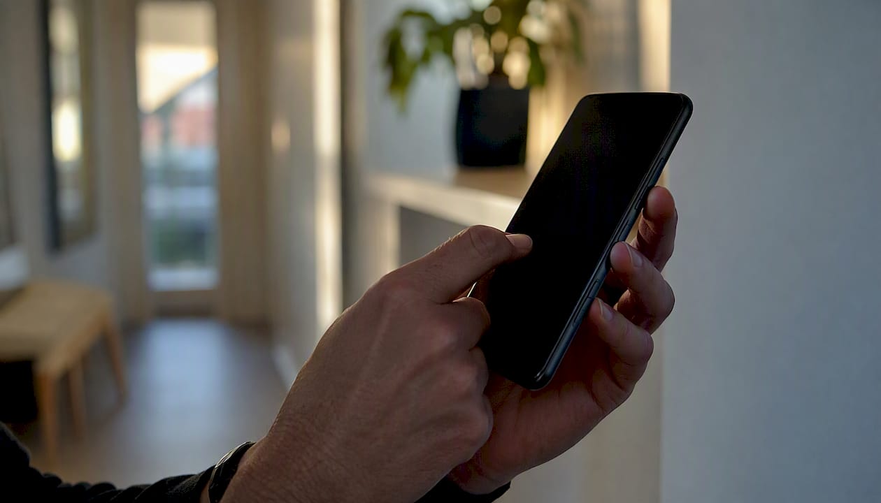 Ett par händer som justerar inställningarna på en Android-telefon
