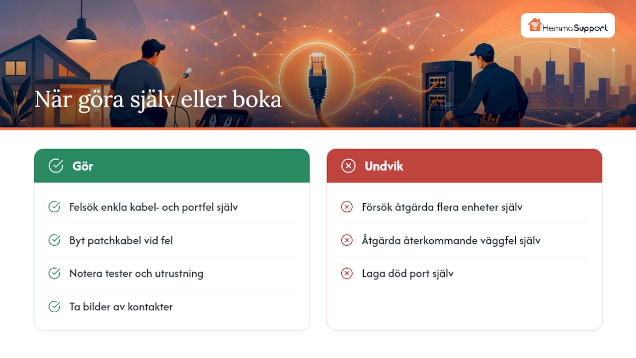 När ska du felsöka själv och när bör du boka en tekniker? — overview diagram