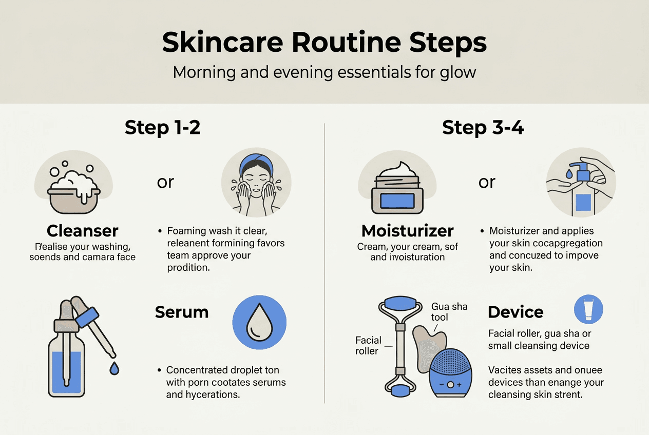 Infographic outlining basic skincare routine steps
